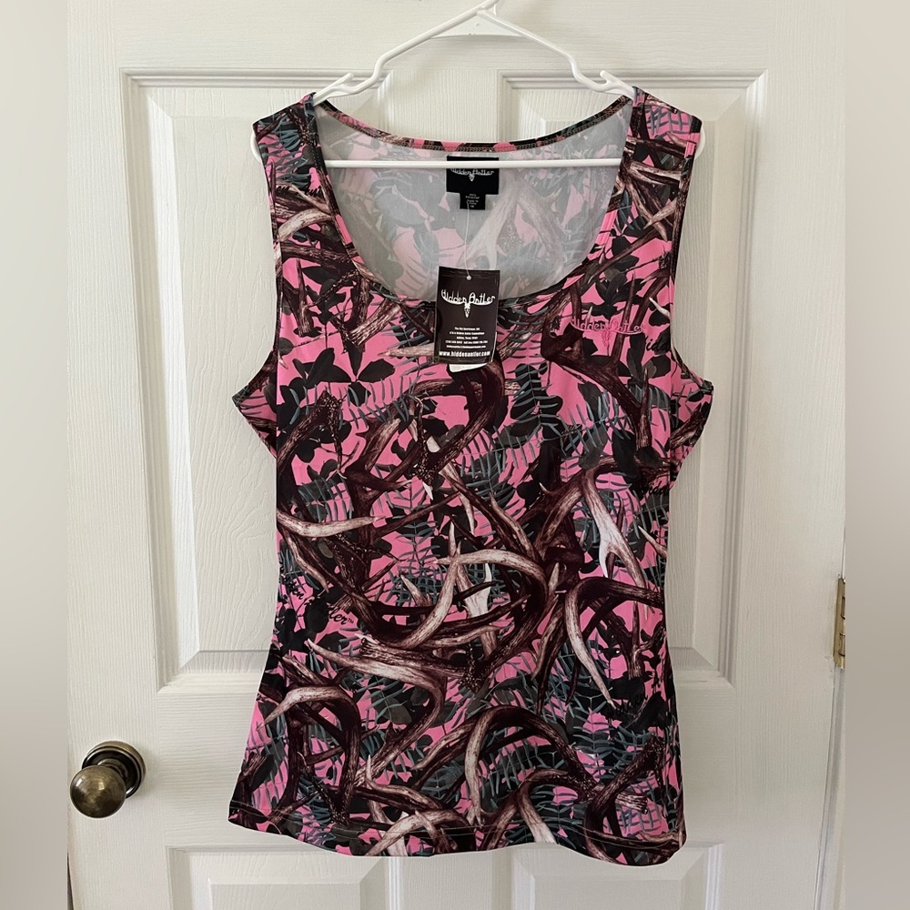 Hidden Antler Sleeveless Pink Camo Tank Top